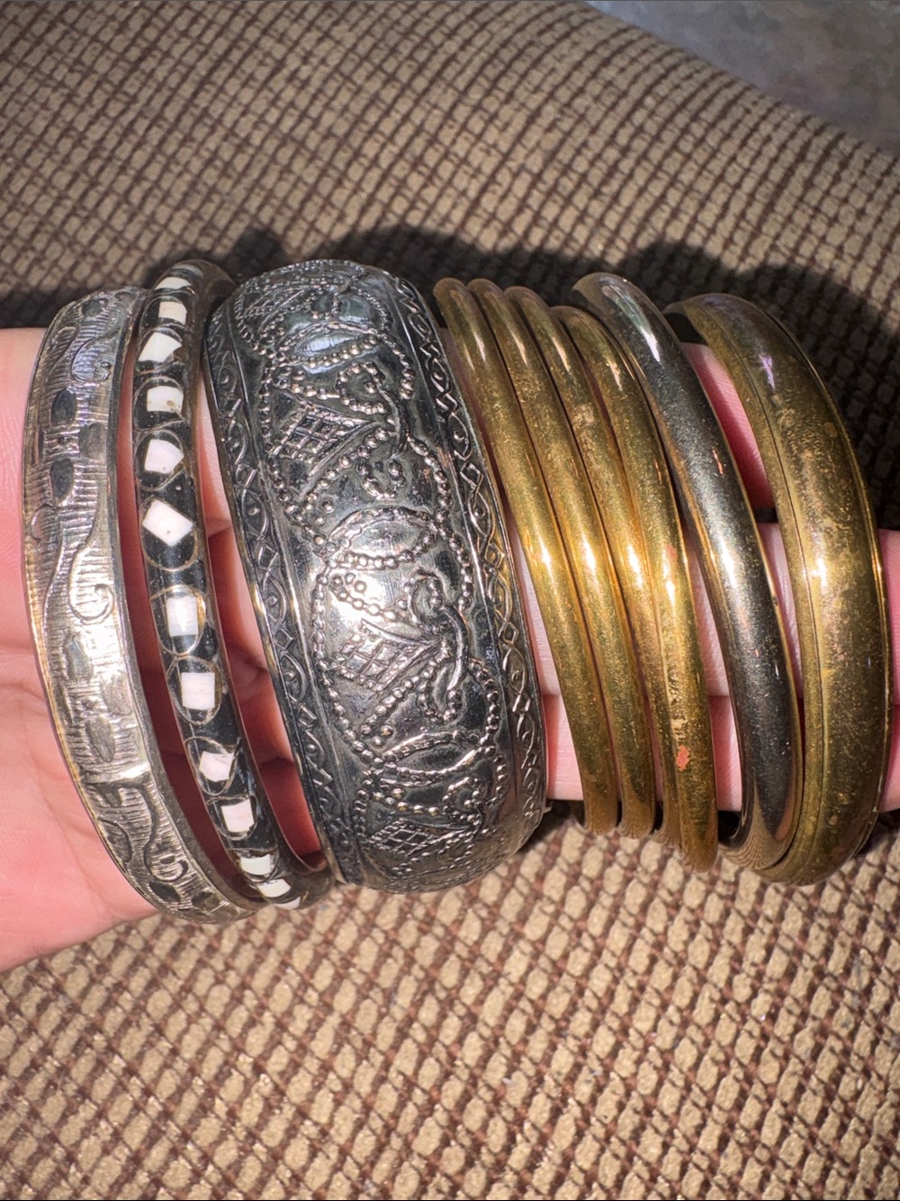 Lot of 10 Mixed Metal Women's Bangle Bracelets